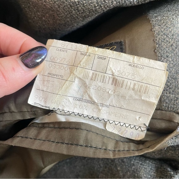 Ing. Loro Piana & C. Euromoda Wool Cashmere Gray Taupe Plaid Print Blazer Size M - Picture 10 of 12